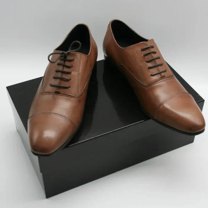 Braune Anzugschuhe elegante Oxford Schuhe mit Zehenkappe_Modell 338-1