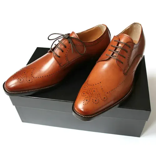 Exklusiv italienisch Herrenschuhe elegant Cognac mit Verzierung