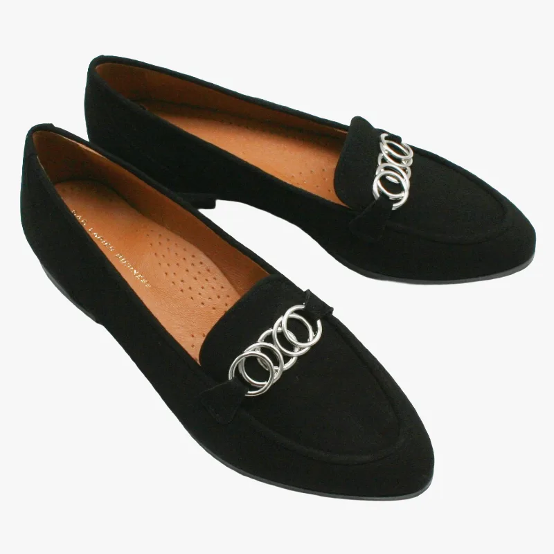 Loafer schwarz mit silberner Dekoschnalle Modell 516