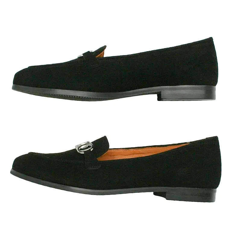 Loafer Schwarz von der Seite mit flachem Absatz Modell 516