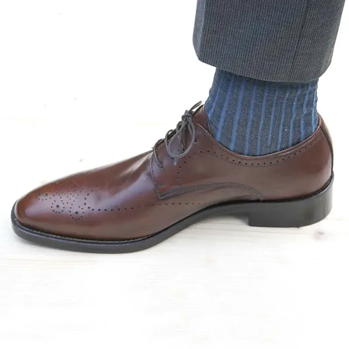 Moderner Klassiker braune Business Schuhe mit graublauer Anzughose_Modell 222