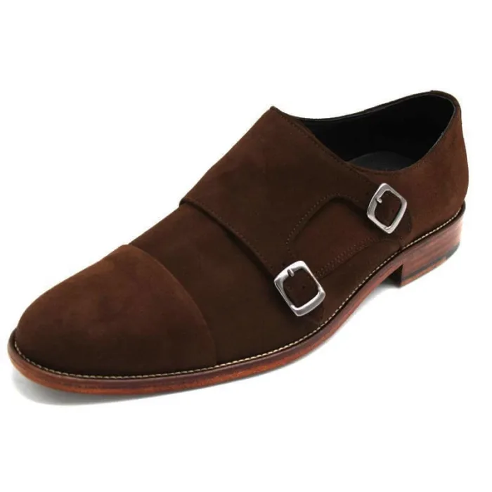 Monk braun Herrenschuhe aus braunem Wildleder