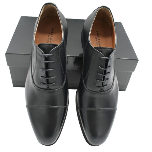 Schwarze Captoe Oxford Lederschuhe Herren