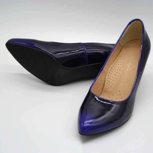 navy patent pumps